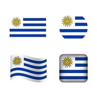 Vector Uruguay National Flag Icons Set