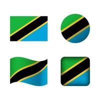 Vector Tanzania National Flag Icons Set