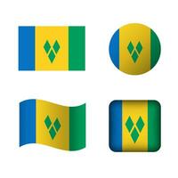 Vector Saint Vincent and the Grenadines National Flag Icons Set