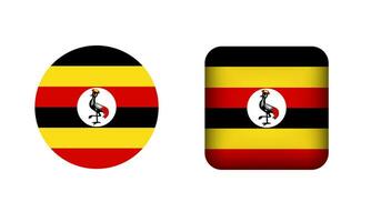 Flat Square and Circle Uganda Flag Icons vector