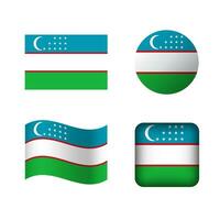 Vector Uzbekistan National Flag Icons Set