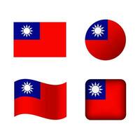 Vector Taiwan National Flag Icons Set