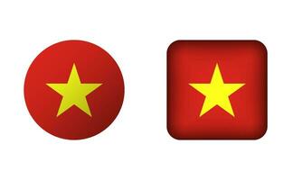 Flat Square and Circle Vietnam Flag Icons vector
