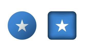 Flat Square and Circle Somalia National Flag Icons vector