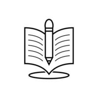Book and pencil line icon. High quality outline symbol for web design or mobile app. Black outline pictogram on white background. vector