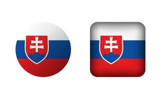 Flat Square and Circle Slovakia National Flag Icons vector