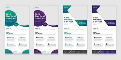 Bundle Medical Roll-Up Or Dl Flyer And Rack Card Design Creative Flyer Set, Corporate Branding, Brochure Template vector