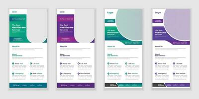 Bundle Medical Roll-Up Or Dl Flyer And Rack Card Design Creative Flyer Set, Corporate Branding, Brochure Template vector