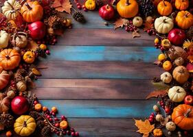 Autumn Thanksgiving Colorful Setting Background. Thanksgiving concept photo