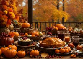 Autumn Thanksgiving Colorful Setting Background. Thanksgiving concept photo