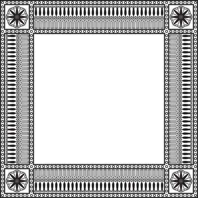 Vector monochrome black square classic greek meander ornament. Pattern of ancient Greece. Border, frame of the Roman Empire