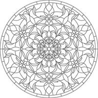 Vector round monochrome floral european national pattern. Ethnic circle ornament of Ancient Greece, Roman Empire.