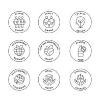 Comprehensive Vector Set of Circular Badge Icons for Natural and Organic Cosmetics and Sustainable Products.