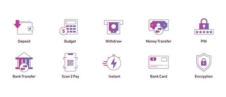 Banking and Payment Essentials. Essential icons for banking, payment, and budgeting purposes. vector