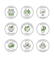 Comprehensive Vector Set of Circular Badge Icons for Natural and Organic Cosmetics and Sustainable Products.