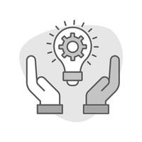 Customized solutions icon. Hands on innovation graphic. Collaborative problem solving symbol. Tailored solutions teamwork. Editable Stroke Icon. vector