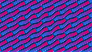 A vibrant colorful repeating pattern of shiny neon colored red and blue rippling wavy lines. Full HD and looping abstract motion background animation. video