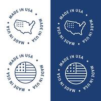 un icono exhibiendo un circular Estados Unidos producto sello, destacando americano hecho productos, americano excelencia, y el Certificación de nosotros fabricación. vector