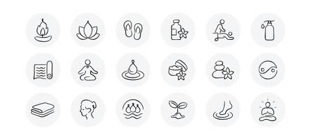 yoga icono conceptos - meditación, asanas, relajación, atención plena símbolos vector