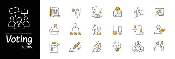 Voting Icons. Vector Editable Stroke.