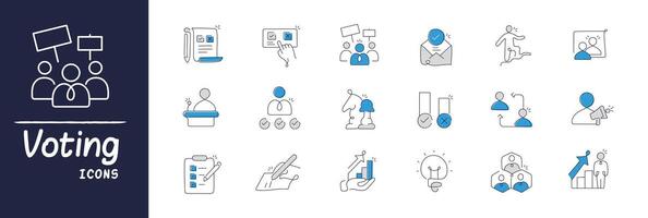 Voting Icons. Vector Editable Stroke.