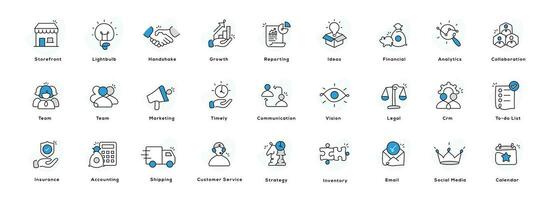 Essential small business icons to streamline your operations, boost your brand, and achieve your goals. vector