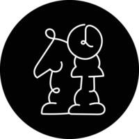An icon showcasing a chess figure and a timer, representing time management and tactical chess strategy. vector