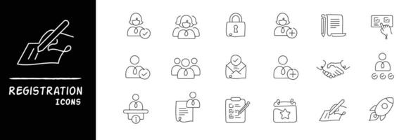 Registration Icons. Variety of Sign Up Symbols and Account Creation Graphics for a seamless registration process. vector