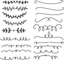 Hand drawn ornament divider collection, hand drawn clipart, borders clipart design element, doodle dividers, hand drawn line borders, leaf design, vintage ornaments, decorament element vector