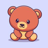 Cute baby bear sitting cartoon vector icon illustration animal nature icon concept isolated
