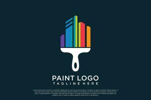 Paint logo design template with creative unique concept Premium Vector