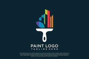 Paint logo design template with creative unique concept Premium Vector