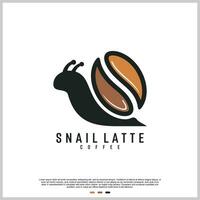 Snail latte logo design template with coffee creative concept Premium Vector