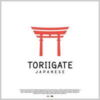 Japanese torii gate logo design template with creative concept Premium Vector