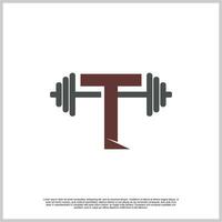 Letter gym with barbel logo design template unique concept Premium Vector