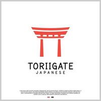 Japanese torii gate logo design template with creative concept Premium Vector