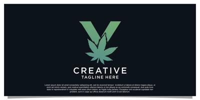 Logo design initial letter for business with cannabis concept Premium Vector