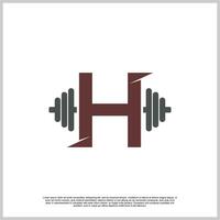 Letter gym with barbel logo design template unique concept Premium Vector