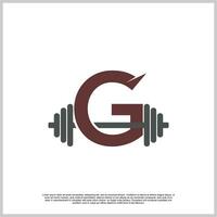 Letter gym with barbel logo design template unique concept Premium Vector