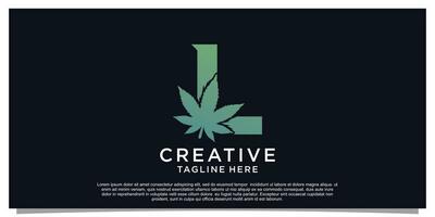 Logo design initial letter for business with cannabis concept Premium Vector