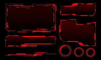 Hud frames red user interface elements design modern technology futuristic control panel screen digital hologram window gaming menu touching cyber monitor set on black background vector