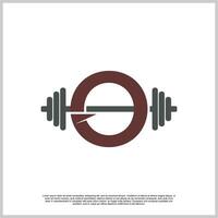 Letter gym with barbel logo design template unique concept Premium Vector