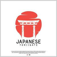 Japanese torii gate logo design template with creative concept Premium Vector