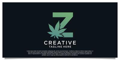 Logo design initial letter for business with cannabis concept Premium Vector