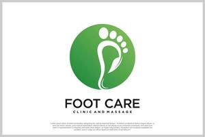 Reflexology logo design with podiatry and foot clinic unique concept Premium Vector