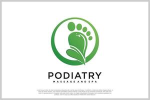 Reflexology logo design with podiatry and foot clinic unique concept Premium Vector