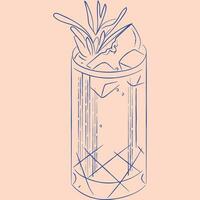 hand drawn cocktail with rosemary icon vector