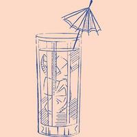hand drawn classic iced cocktail icon vector