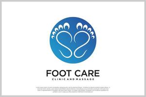 Reflexology logo design with podiatry and foot clinic unique concept Premium Vector