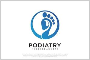 Reflexology logo design with podiatry and foot clinic unique concept Premium Vector